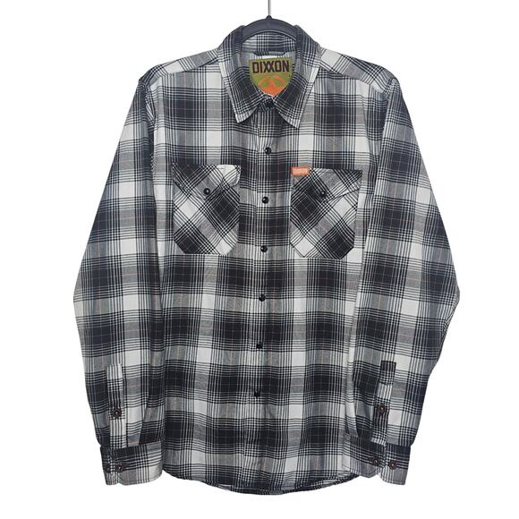DIXXON Men's Arthur Black Plaid Flannel Shirt Size S Pearl Snap Shacket Biker - Picture 1 of 6